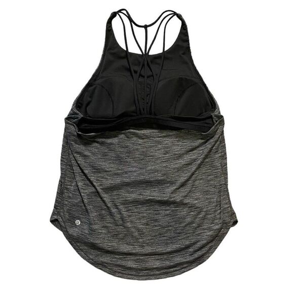 Lululemon Raise The Barre Open Back Strappy Tank Heathered Black Size 2 - Picture 2 of 3